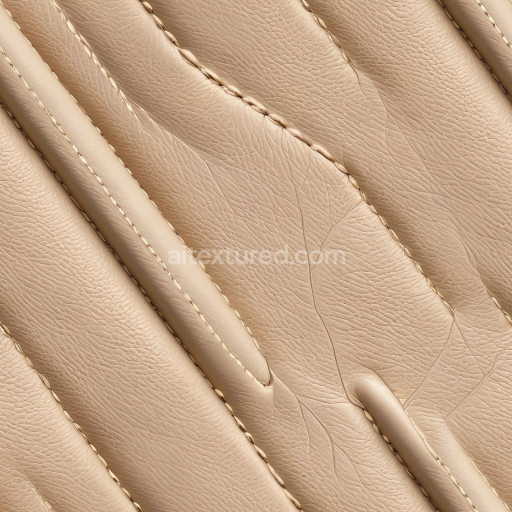 Seamless 3D PBR Beige Quilted Leather Texture Featuring Fine Grain and Detailed Stitching