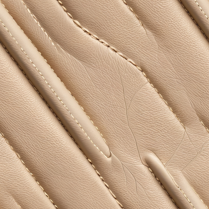 Beige Quilted Leather Featuring Fine Grain and Detailed Stitching seamless PBR texture preview