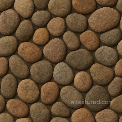 Mosaic River Stones With Rough Surface And Earth Tones seamless Mosaic PBR texture