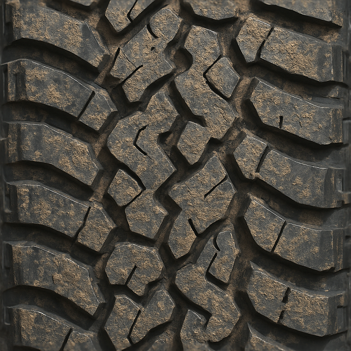 Tire Tread With Deep Tread And Mud Tire Pattern For Realistic Offroad U… seamless PBR texture preview
