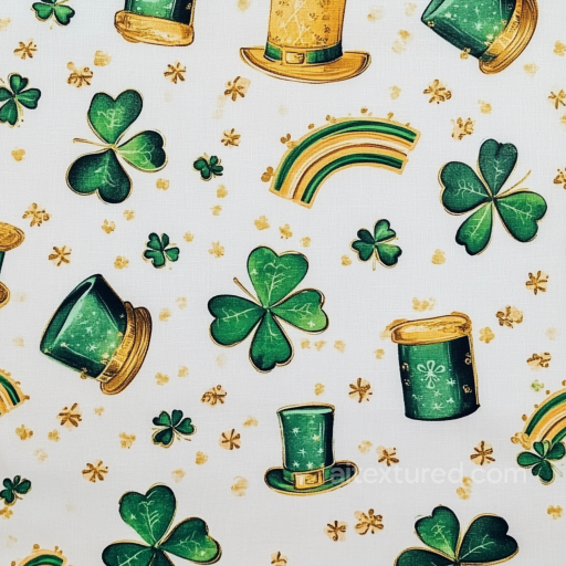 Fabric Texture with St Patrick Shamrocks & Hats seamless St patrick digital paper bundle PBR texture
