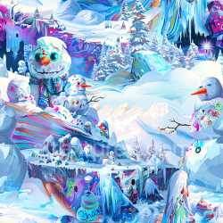 seamless Seamless 4K PBR Graffiti Texture Featuring Vibrant Snowmen and Winter Mural texture 8k free download PBR