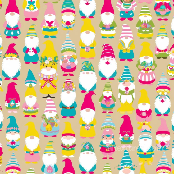 Featuring Colorful Easter Gnome Pattern All Easter Digital paper texture preview