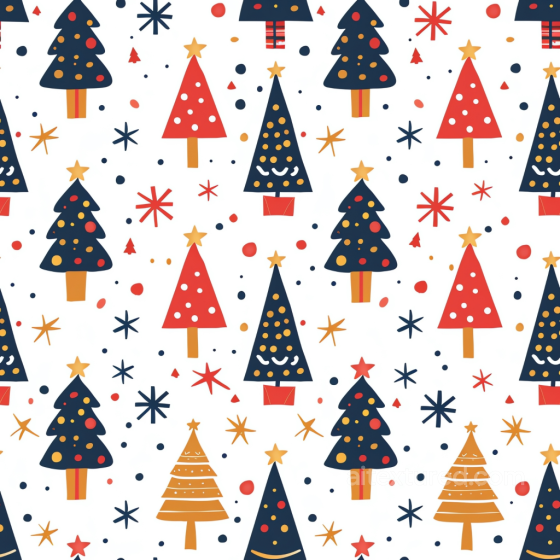 with Stylized Christmas Tree Pattern in Red, Navy, and Gold All Christmas Digital paper texture preview