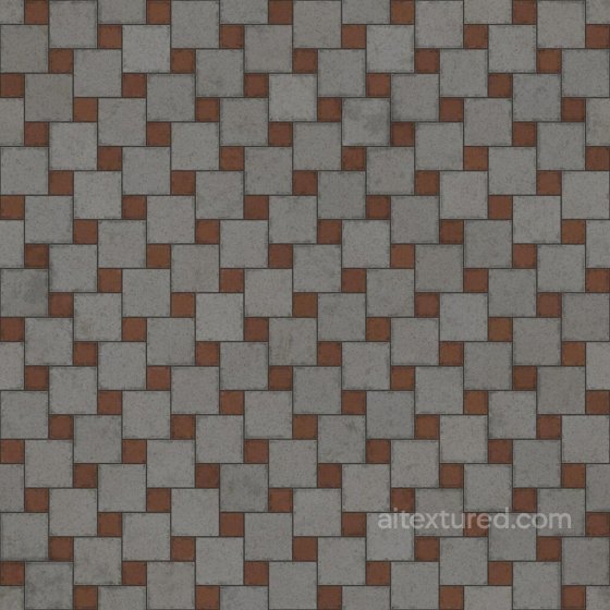 Square Concrete Paving Blocks in Alternating Colours | Free PBR Brick texture preview