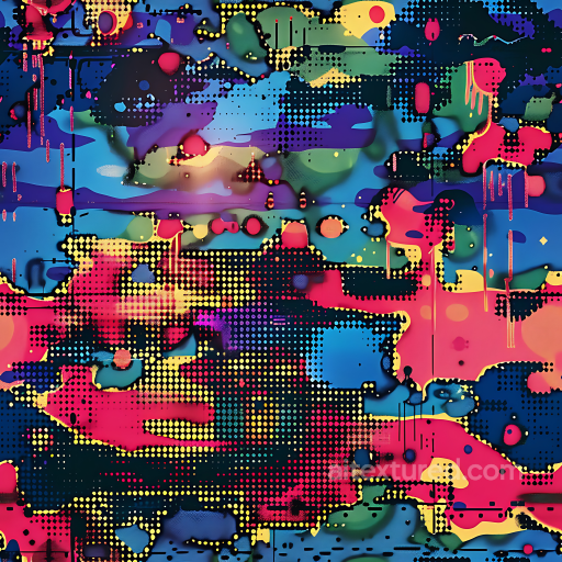 Abstract Digital Camouflage PBR Texture with Vibrant Colors & Halftone Dot Pattern seamless Color Camouflage PBR texture