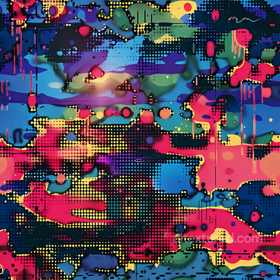Abstract Digital Camouflage PBR Texture with Vibrant Colors & Halftone Dot Pattern Color Camouflage texture preview