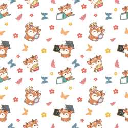 Pattern Bundle - Seamless 3D Pattern PBR Texture Featuring Adorable Deer with Educational and Snack Motifs texture preview