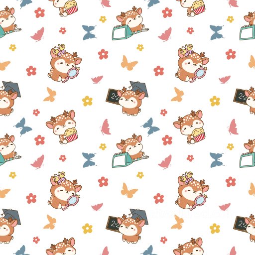 Pattern PBR Texture Featuring Adorable Deer with Educational and Snack Motifs seamless Pattern Bundle PBR texture
