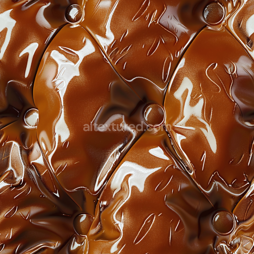 Seamless 3D Quilted Glossy Brown Leather PBR Texture with Buttoned Upholstery