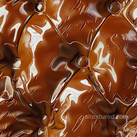 Quilted Glossy Brown Leather PBR Texture with Buttoned Upholstery Leather texture preview