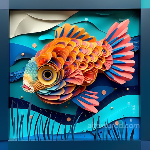 Animal - Seamless 3D PBR Texture Featuring Vibrant Orange Fish Scales and Stylized Fins texture preview