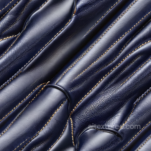 Quilted Glossy Navy Blue Leather PBR Texture with Distinctive Stitching and Padded Panels seamless Leather PBR texture