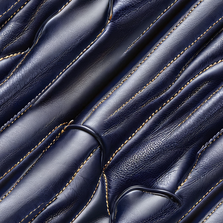 Quilted Glossy Navy Blue Leather with Distinctive Stitching and Padded… seamless PBR texture preview