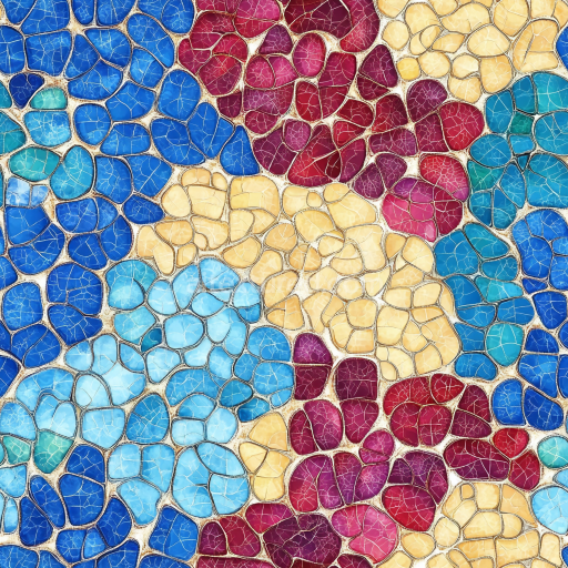 Seamless 3D Mosaic PBR Texture Featuring Glossy Multicolor Ceramic Irregular Tiles texture preview