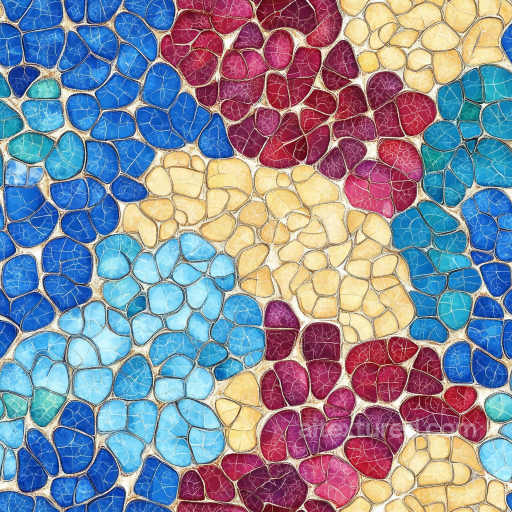 Mosaic PBR Texture Featuring Glossy Multicolor Ceramic Irregular Tiles seamless Mosaic PBR texture