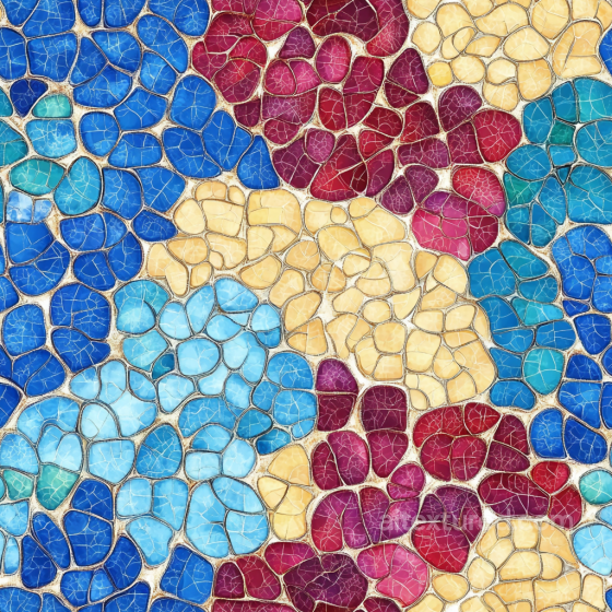 Mosaic PBR Texture Featuring Glossy Multicolor Ceramic Irregular Tiles Mosaic texture preview