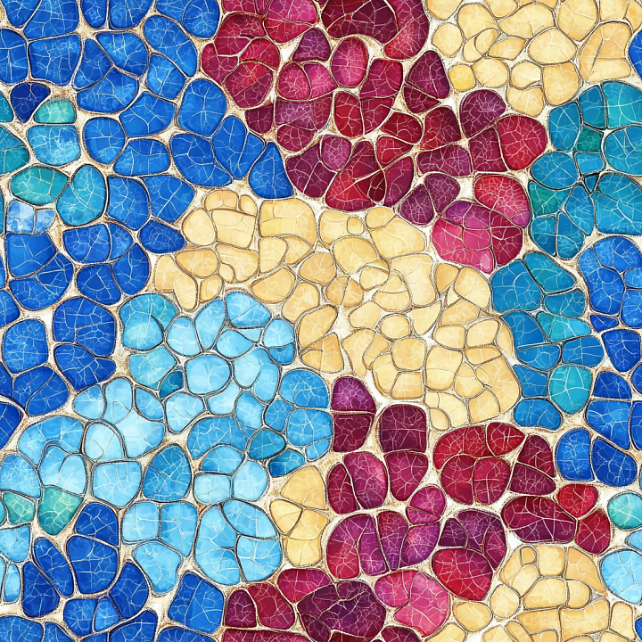 Mosaic Featuring Glossy Multicolor Ceramic Irregular Tiles seamless PBR texture preview