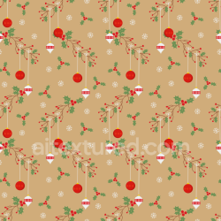 seamless Seamless 3D PBR Christmas Vintage Ornaments and Holly Pattern Texture texture 8k free download PBR