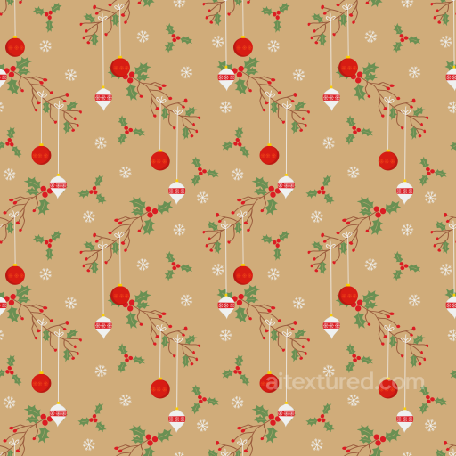 Christmas Vintage Ornaments and Holly Pattern Texture seamless Christmas vintage PBR texture