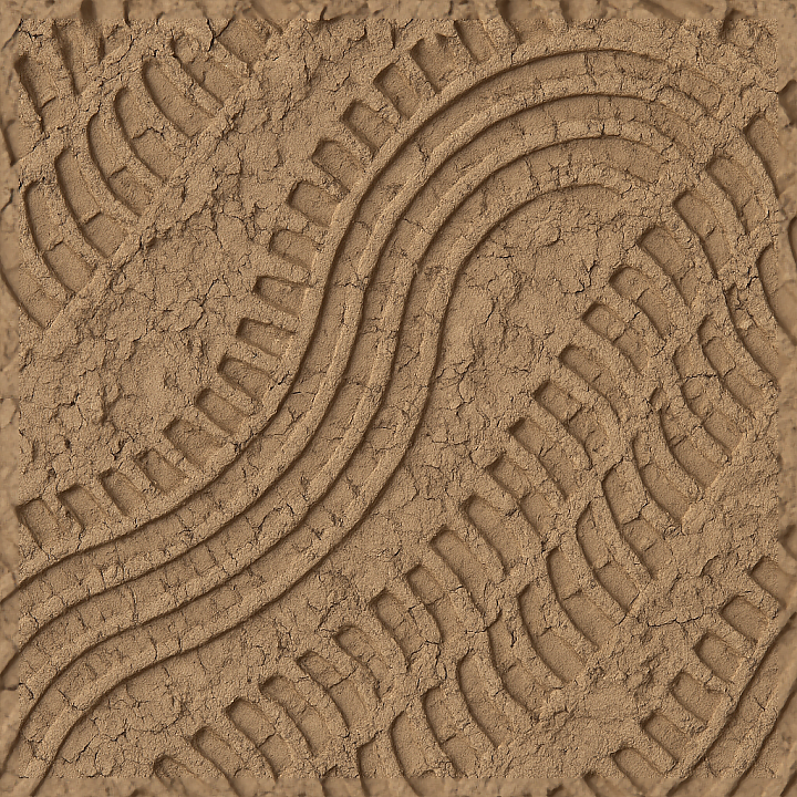 Manual Tire Print On Factory Tire With Circular Pattern And Compressed… seamless PBR texture preview