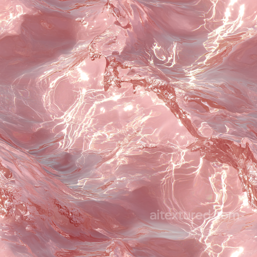 Stylized Pink Liquid Water PBR Texture with Glossy Wave Patterns seamless Water PBR texture