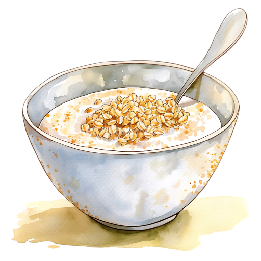 Watercolor Style Multigrain Hot Cereal Bowl Breakfast Graphic