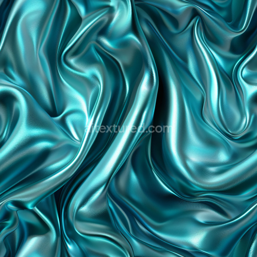 Seamless 3D PBR Texture of Glossy Smooth Satin Fabric with Oceanic Blue Sheen
