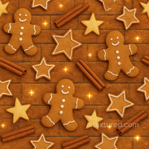 Gingerbread Icing Baked Goods Surface seamless Merry christmas PBR texture