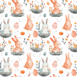 seamless Seamless 3D PBR Texture with Watercolor Easter Bunnies and Eggs Pattern texture 8k free download PBR