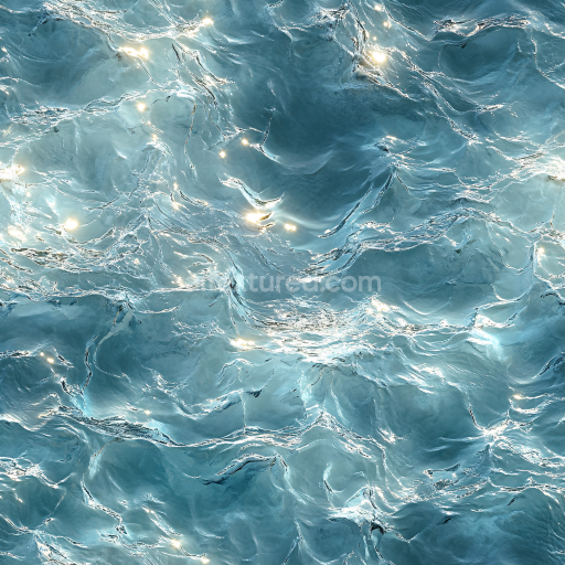 Seamless Realistic Ocean Water 3D PBR Texture with Soft Waves and Sparkling Highlights
