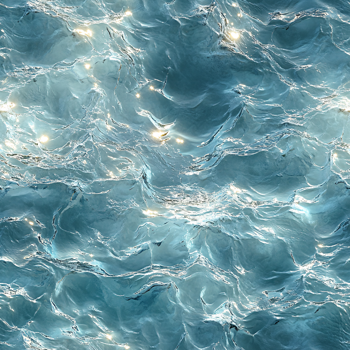 Realistic Ocean Water with Soft Waves and Sparkling Highlights seamless PBR texture preview