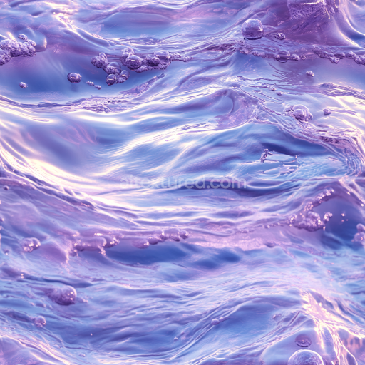Seamless 3D PBR Texture of Stylized Purple Liquid Water with Glossy Ripples and Bubbles
