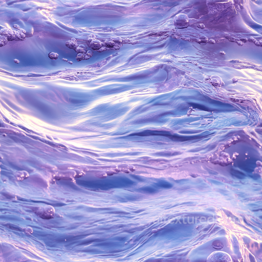 Stylized Purple Liquid Water Seamless Texture with Glossy Ripples and Bubbles seamless Water PBR texture