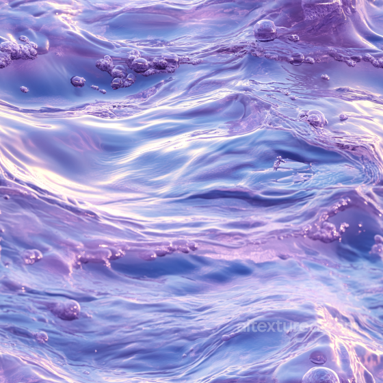 Stylized Purple Liquid Water Seamless Texture with Glossy Ripples and Bubbles Water texture preview