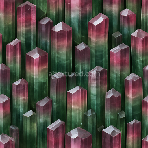 Seamless 3d texture pbr 8k tourmaline hexagonal crystal with color zoning and crystal transparency layers