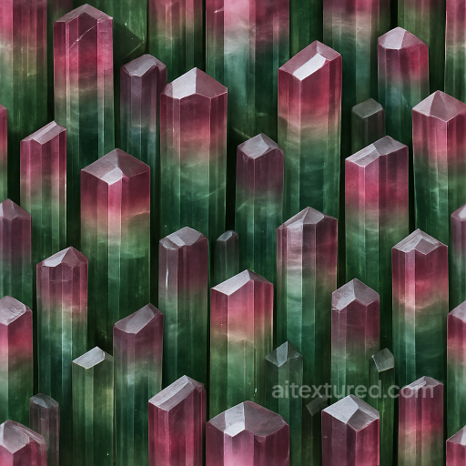 Tourmaline Hexagonal Crystal With Color Zoning And Crystal Transparency Layers seamless Crystals PBR texture