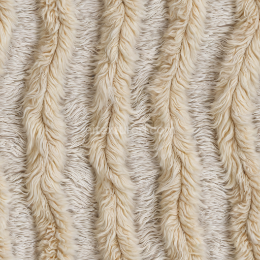 Seamless 3D PBR Shaggy Cream-White Leather Texture with Thick Fur Stripes