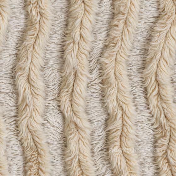 Shaggy Cream-White Leather Texture with Thick Fur Stripes Leather texture preview