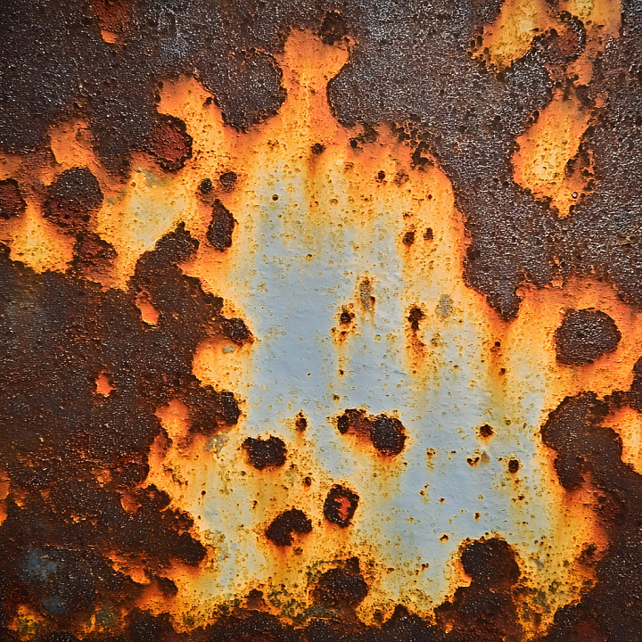 Rusty Metal Featuring Cracked, Pitted, and Corroded Surfaces with Orang… seamless PBR texture preview