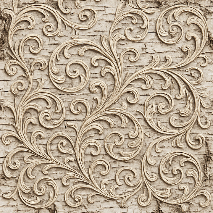 Ornate Birch Bark seamless PBR texture preview