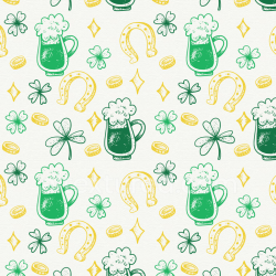 seamless Seamless 3D PBR texture with St Patrick festive symbols in green and gold texture 8k free download PBR