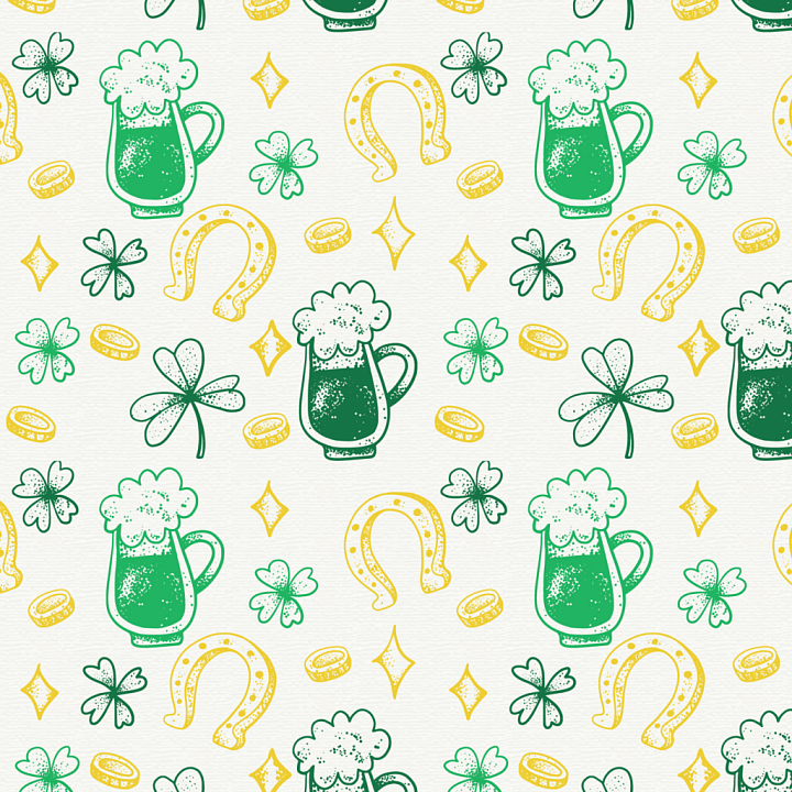 With St Patrick Festive Symbols In Green And Gold seamless PBR texture preview