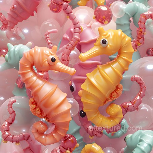 Inflated PBR Texture Featuring Glossy Rubber Tubes and Soft Rounded Forms in Pastel Colors seamless Inflated PBR texture