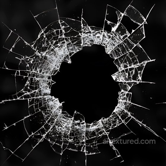 Cracked Bullet Hole Glass PBR Texture with Radial Fracture Pattern Cracked & Holes texture preview