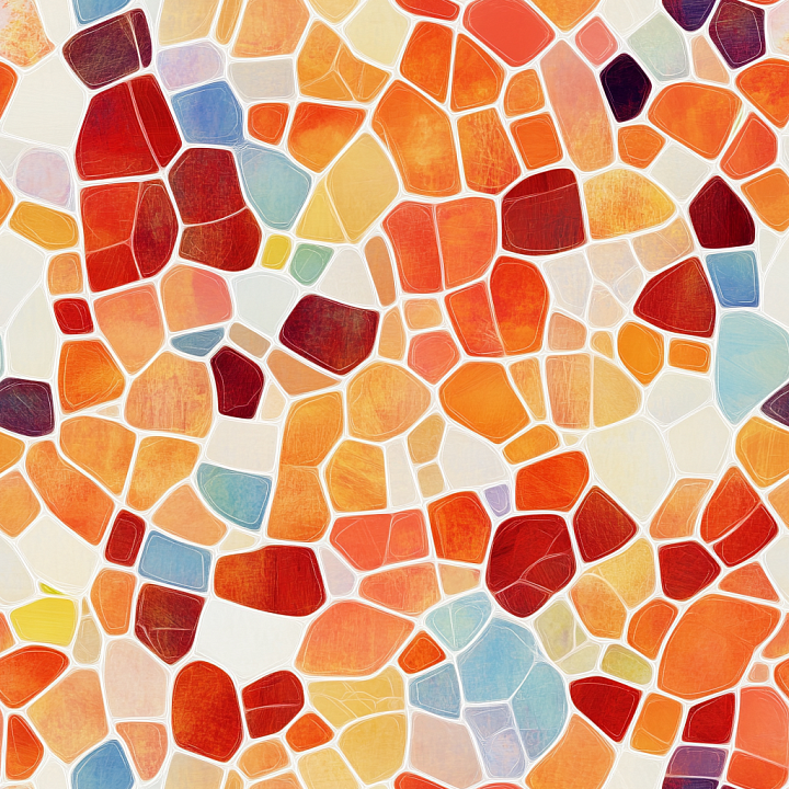 Mosaic with Irregular Multi-color Ceramic Tiles seamless PBR texture preview