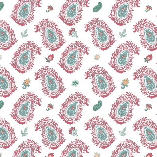Retro Paisley Fabric Texture with Floral Print and Muted Colors seamless Retro Paisley PBR texture