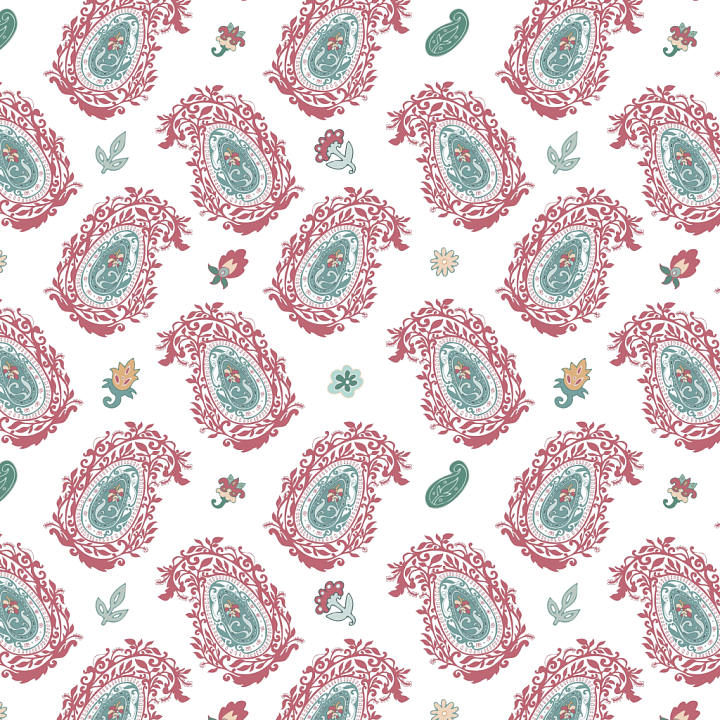Retro Paisley Fabric with Floral Print and Muted Colors seamless PBR texture preview