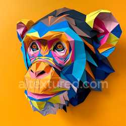 seamless Seamless 3D PBR Texture of Vibrant Origami Crab-Eating Macaque Face texture 8k free download PBR