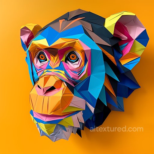 Animal - Seamless 3D PBR Texture of Vibrant Origami Crab-Eating Macaque Face texture preview